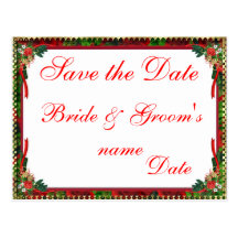 Christmas Holiday Wedding Save the Date Postcards