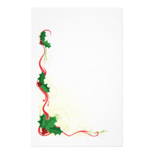 Christmas Holly Border Custom Stationery