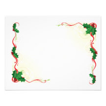 Christmas Holly Border Personalized Announcements