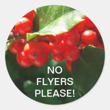 Christmas holly No Flyers Please Mail Box Sticker.