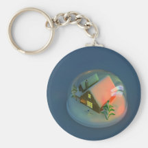 Christmas House snow globe Keychain
