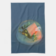 Christmas House snow globe Kitchen Towel