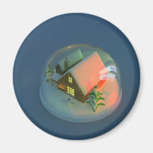 Christmas House snow globe Magnet