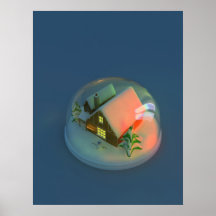 Christmas House snow globe Poster