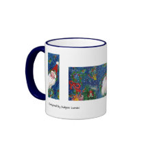 CHRISTMAS I LETTER / SANTA   RED RIBBON MONOGRAM MUG