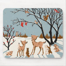 Christmas in the Woods Mousemats
