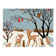 Christmas in the Woods Post Card