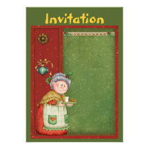 Christmas invitation with Mrs. Santa