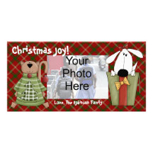 Christmas Joy, Dog and Cat Custom Photo Cards