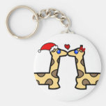 Christmas Kissing Giraffes Keychain