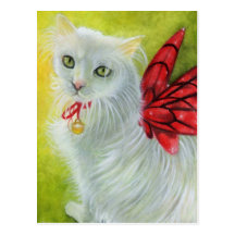 Christmas Kitty Crimson Wings Postcard