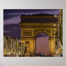 Christmas lights, Champs Elysees, Arc de Print