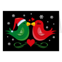 Christmas Lovebirds Personalised Card