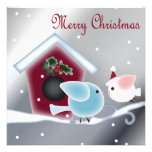 Christmas mistletoe birds dinner party inviation i personalized invites