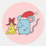 Christmas Mouse Round Stickers