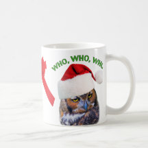 Christmas Mug with Great Horned Owl