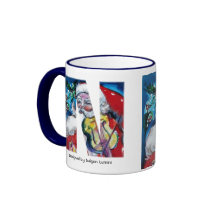 CHRISTMAS N LETTER / SANTA  WITH VIOLIN MONOGRAM COFFEE MUG