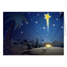 Christmas Nativity Scene With Star Cards