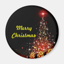 Christmas Night Wonderland Red Set Fridge Magnet