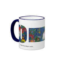 CHRISTMAS O LETTER / SANTA   RED RIBBON MONOGRAM COFFEE MUG