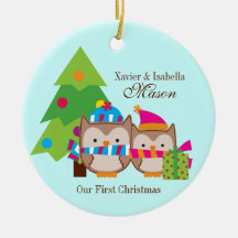 Christmas Owls - First Christmas Christmas Ornament