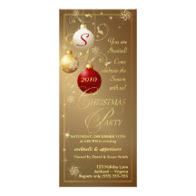 Christmas Party Invitations-Elegant Gold Monogram