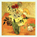 Christmas Party Japanese Vase w Roses VanGogh invitations