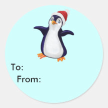 Christmas Penguin Gift label Round Sticker