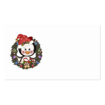 Christmas Penguin Holiday Wreath Business Card