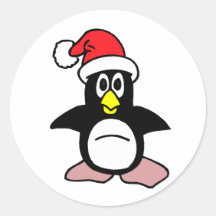 Christmas Penguin Round Stickers