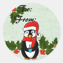 Christmas Penguin To and From Stickers