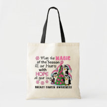 Christmas Penguins Breast Cancer Canvas Bag