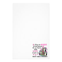 Christmas Penguins Breast Cancer Customised Stationery