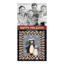 Christmas Photo Card - Penguin Snowman