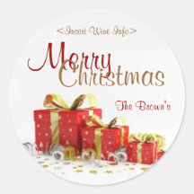 Christmas Present Customised Wine Label Round Stickers
