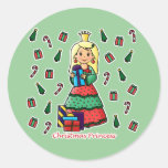 Christmas Princess Round Stickers