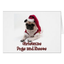 Christmas Pugs and Kisses Greeting Card
