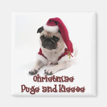 Christmas Pugs and Kisses Magnets