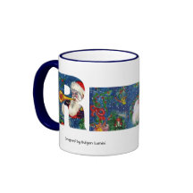 CHRISTMAS R LETTER / SANTA CLAUS BUGLER MONOGRAM COFFEE MUG
