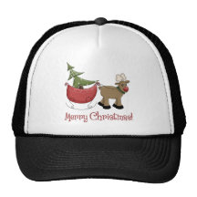 Christmas Reindeer, Sleigh and Tree Trucker Hats