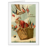 Christmas Santa in Hot Air Balloon Greeting Card