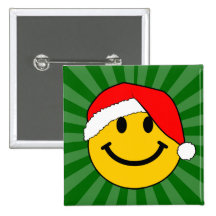 Christmas Santa Smiley Face Button