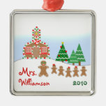 Christmas Schoolhouse Scene - Gingerbread Teacher Ornament