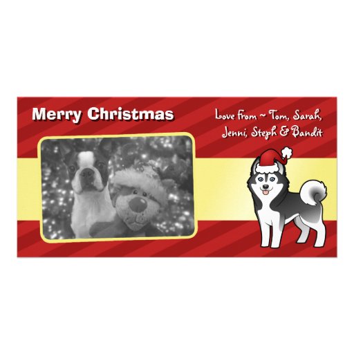 Christmas Siberian Husky / Alaskan Malamute Photo Card Template