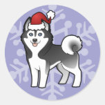 Christmas Siberian Husky / Alaskan Malamute Round Sticker