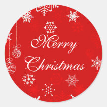 Christmas snowflakes on red stickers