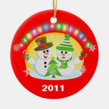 Christmas Snowman Couple Tree Ornament