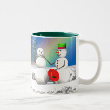 Christmas Snowman Making a Friend Mug