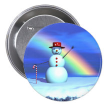 Christmas Snowman Pinback Button