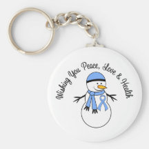 Christmas Snowman Prostate Cancer Ribbon Key Chain